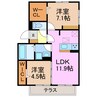 パークサイドANO 2LDKの間取り