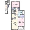 パストラーレⅢ 2LDKの間取り