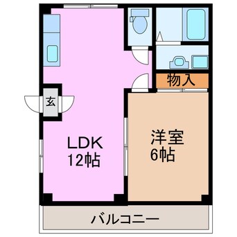 間取図 名鉄名古屋本線/栄生駅 徒歩8分 2階 築43年