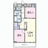スイート滝ノ水 2LDKの間取り