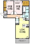 リバーサイド江並 2LDKの間取り