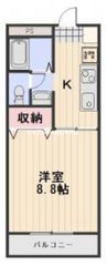 ディアスUⅡ 1Kの間取り