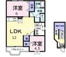 パークビサイド　一ツ橋Ｂ 2LDKの間取り