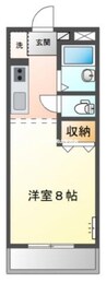 サンフィット国富 1Kの間取り