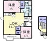 ブルーム・ミヤケ 2LDKの間取り
