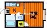 カーサ・ユベントス 1Kの間取り