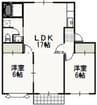 クレセント松新 2LDKの間取り