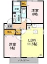ヴィラ・シュモク 2LDKの間取り