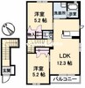 ラ・パルテール旭川　参番館 2LDKの間取り