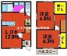 ステラ・アルピナＢ棟 2LDKの間取り