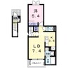 プレステージ花ずいＧ 1LDKの間取り