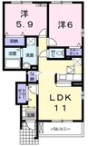 ル・プランタンＢ 2LDKの間取り