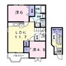 プロムナードα 2LDKの間取り