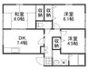フォブールKAWAI　A棟 3DKの間取り