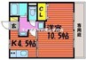 コーポゆたか 1LDKの間取り