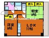 明日香マンション 2LDKの間取り