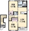 ピュアズ　A棟 2LDKの間取り