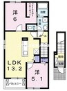 トゥールビヨン　Ⅲ 2LDKの間取り