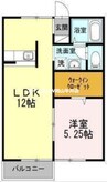 ベルジュール　Ｂ棟 1LDKの間取り