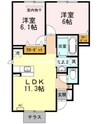 マイ　ローズコートⅡ 2LDKの間取り