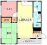 シャリテホサキ 2LDKの間取り