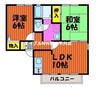 トゥインクル島村B 2LDKの間取り