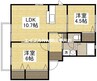 ラ・パルテール高屋　壱番館 2LDKの間取り