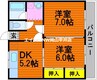 ライトハイツ 2DKの間取り