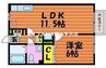 ヴィラコスモス 1LDKの間取り