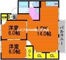 シャンポール東川原 2LDKの間取り