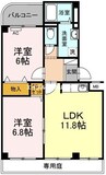 Pleiades　B棟 2LDKの間取り