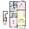 フィオーレ岡山　Ⅱ 2LDKの間取り