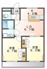 ミロワール壱番館 2LDKの間取り