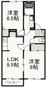 サンシャイン中井Ｂ 2LDKの間取り