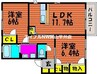レフィナード　Ａ棟 2LDKの間取り