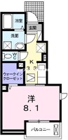 アレ　パティオ 1Kの間取り