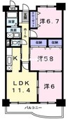 アンソレイエ湊 3LDKの間取り