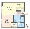 リバーサイド ハナ 1LDKの間取り