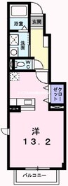 ヴィラ・バンリューＢ棟 1Rの間取り