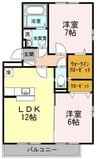 アルカディアＦ棟 2LDKの間取り
