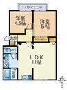 コーポシルフ 2LDKの間取り