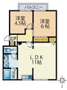 コーポシルフ 2LDKの間取り