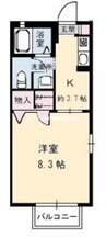 ウィズダム田井Ⅱ 1Kの間取り