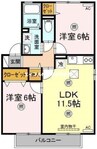 リムーブルヴェルジェⅡ　Ｂ棟 2LDKの間取り