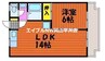 竜ノ口ハイツ 1LDKの間取り