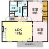 サンライズ北新保　B棟 2LDKの間取り