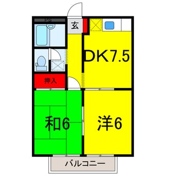 間取図 総武本線/四街道駅 バス10分桜ヶ丘南下車:停歩7分 2階 築31年
