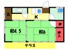 総武本線/物井駅 徒歩3分 1階 築47年 2Kの間取り