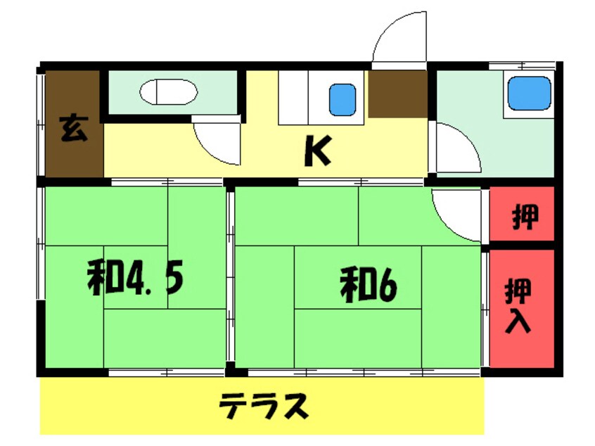 間取図 総武本線/物井駅 徒歩3分 1階 築47年