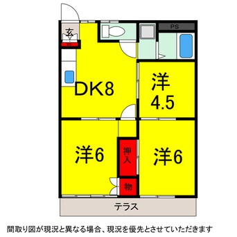 間取図 千葉都市モノレール２号線/桜木駅 徒歩15分 1階 築36年